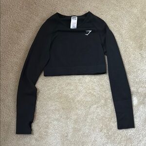 Gymshark Women's Dark Gray Long Sleeve Crop Top